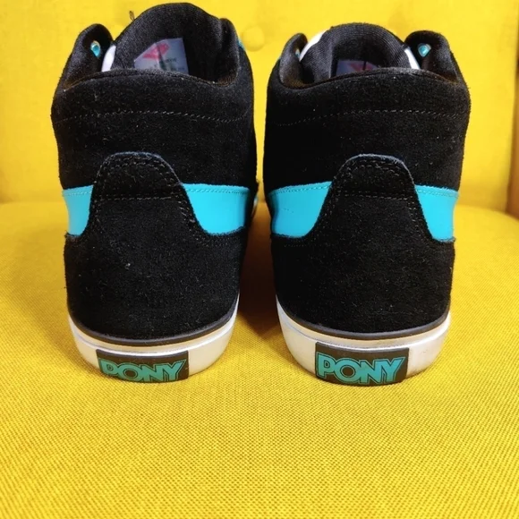 PONY x Neff Signature Mid Top Suede Sneaker Black Teal Retro Vintage Men 11.5